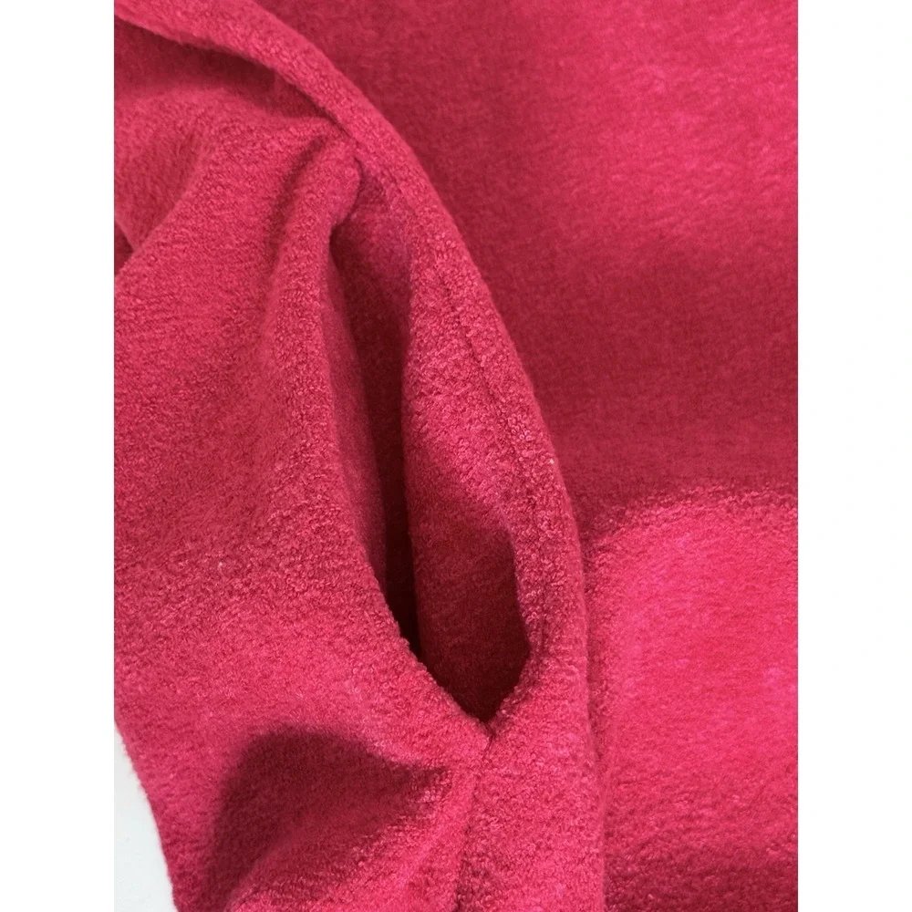 Miss Elaine Full Length Fleece Robe Womens M Red Zip Up Pockets Long Sleeve Cozy